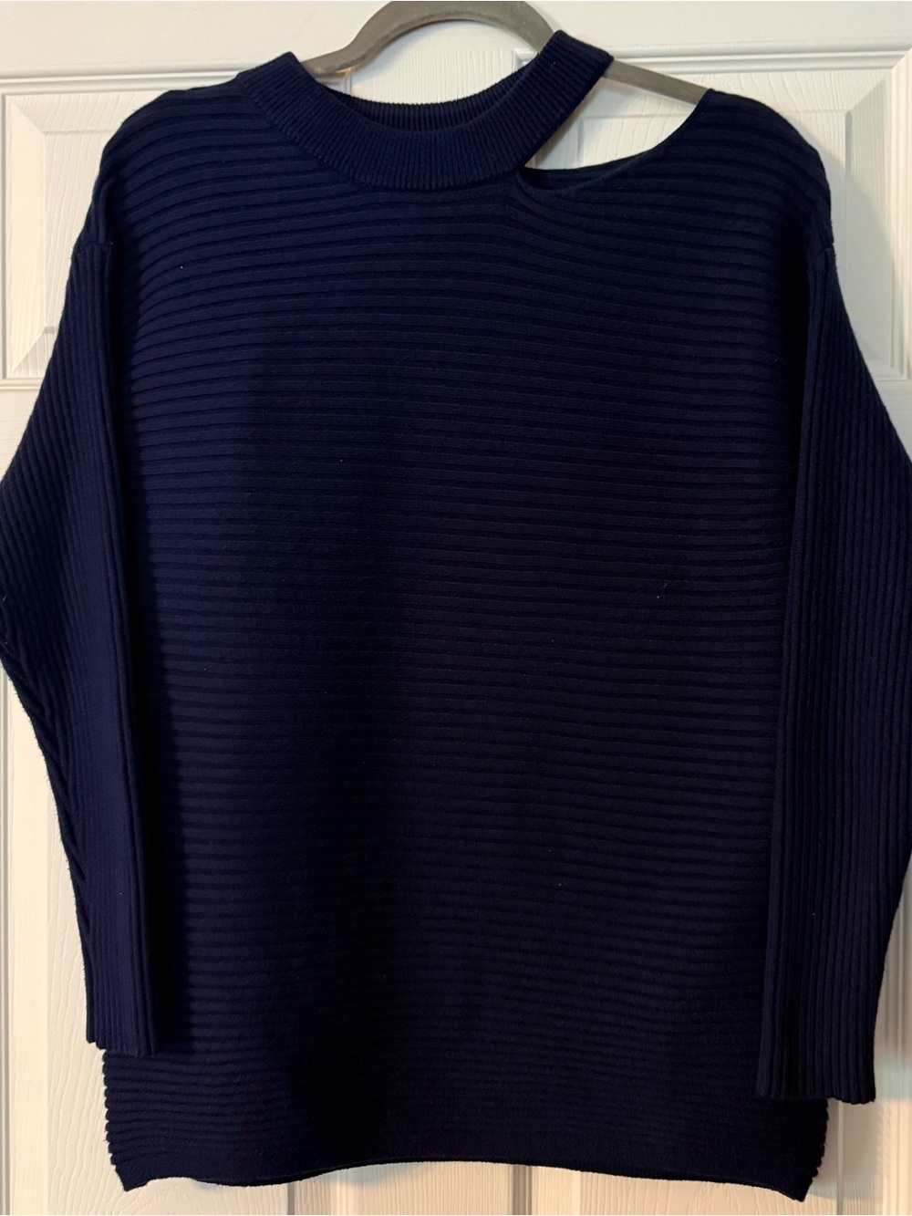 Navy Off-Shoulder Sweater - Picture 2 of 7